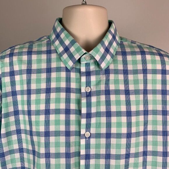 Mens' Express sz XL Plaid Shirt Modern Fit 17 17 1/2 Button Front Long Sleeve - Picture 2 of 6